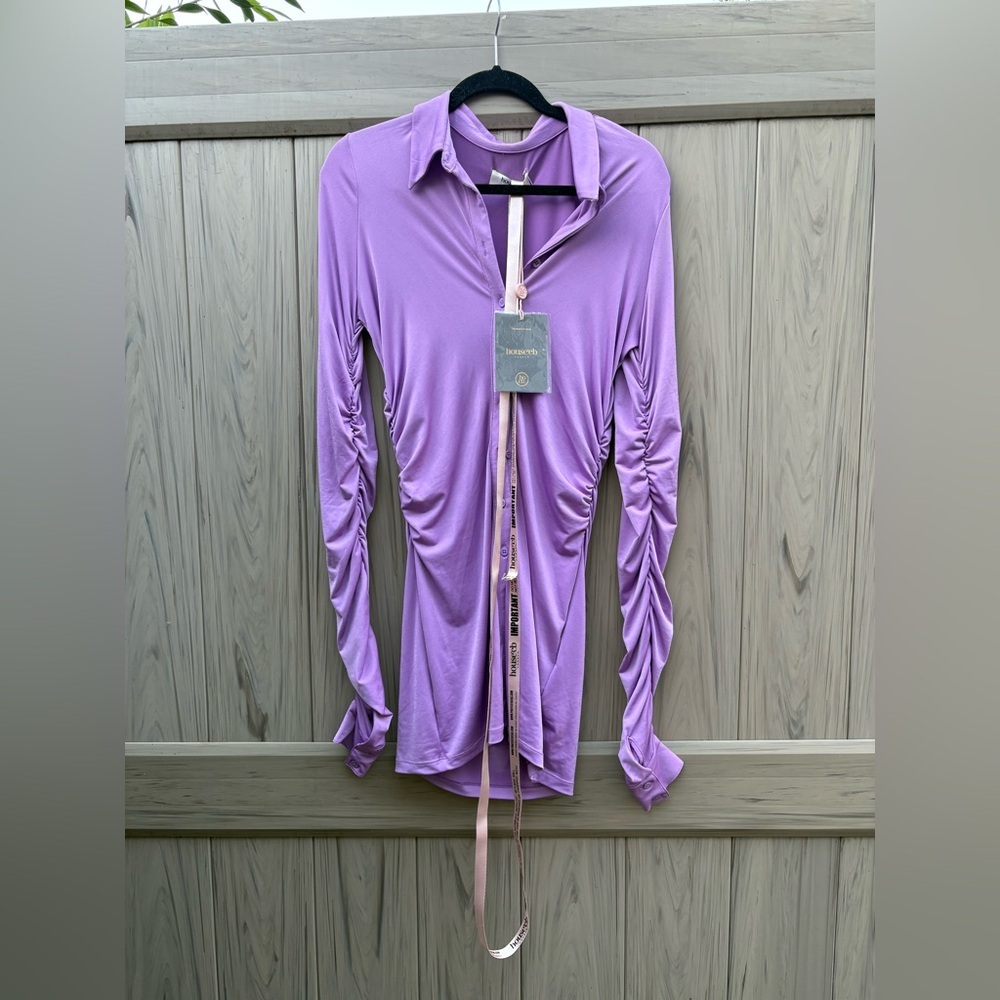House of CB Martinique Mini Shirt Dress in Purple New with Tags! - Picture 3 of 7